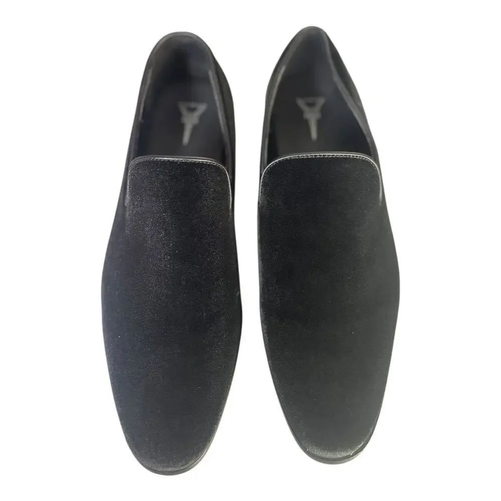 Enzo Romeo Men’s Black Velvet Slip On Dress Loafers Size 11